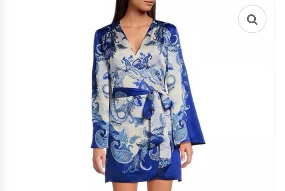 Gianni Bini Paisley Printed Wrap Dress, Blue, Small